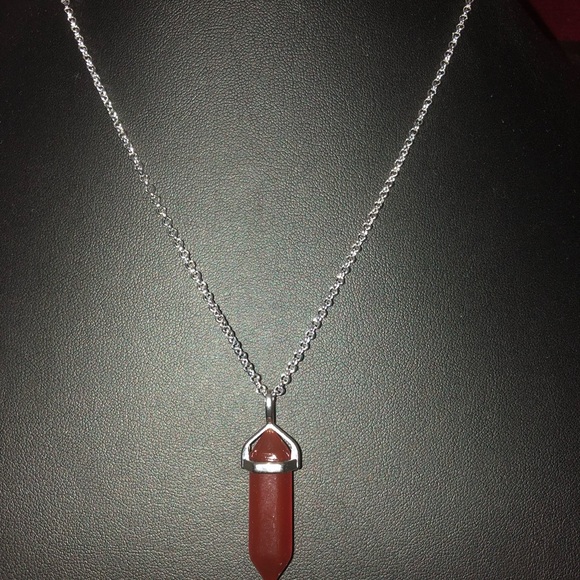 COPY - Genuine Carnelian Point Crystal Pendant w/Chain - Picture 6 of 6